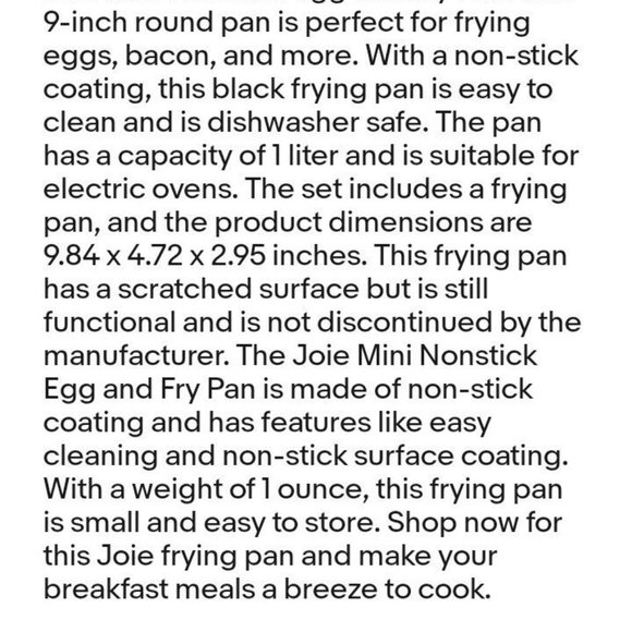 Joie Mini Nonstick Egg and Fry Pan, 4.5”, SCRATCHED - Picture 3 of 12